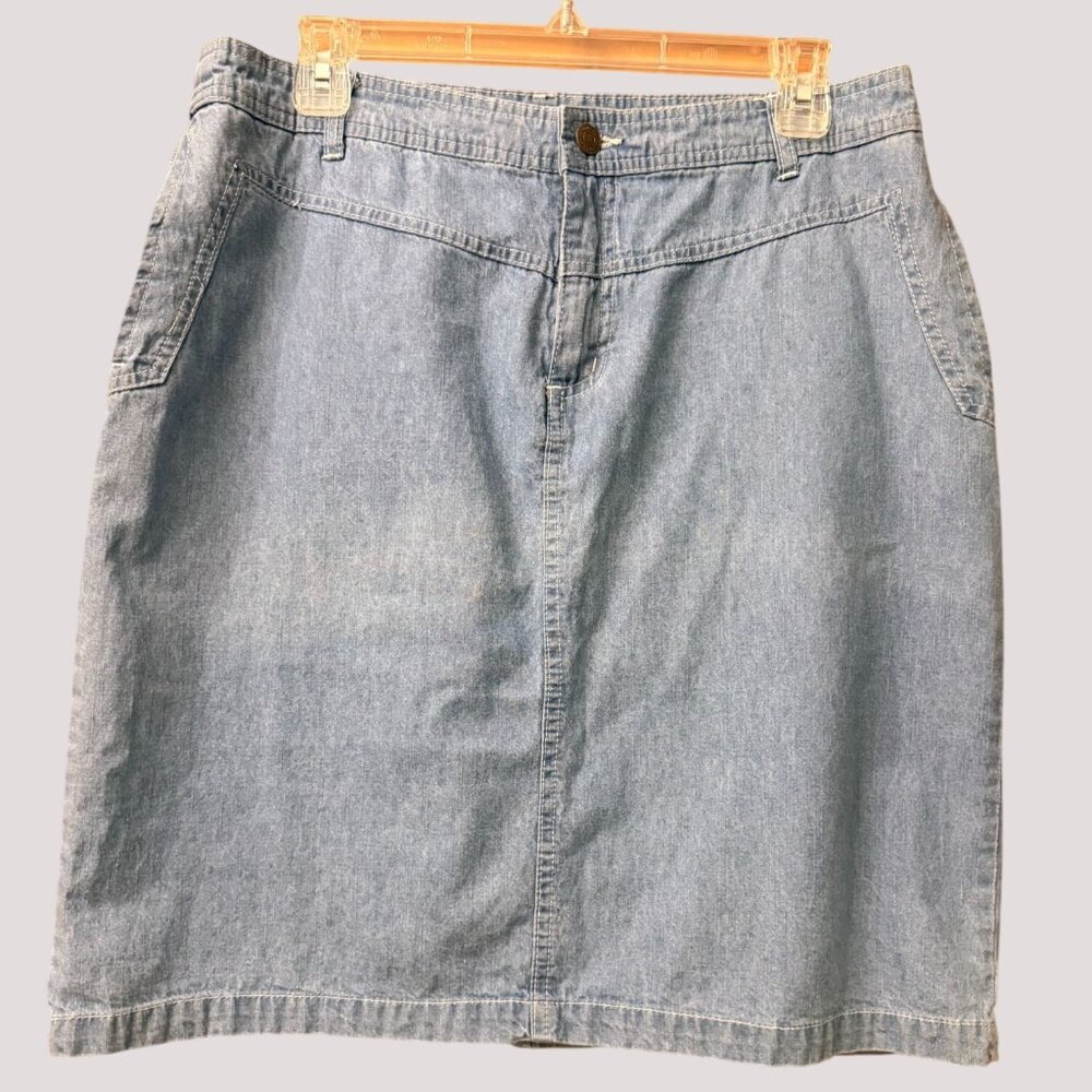 Chadwicks‎ 90s Womens Blue Denim Pencil Skirt Size 12 Western High Waist